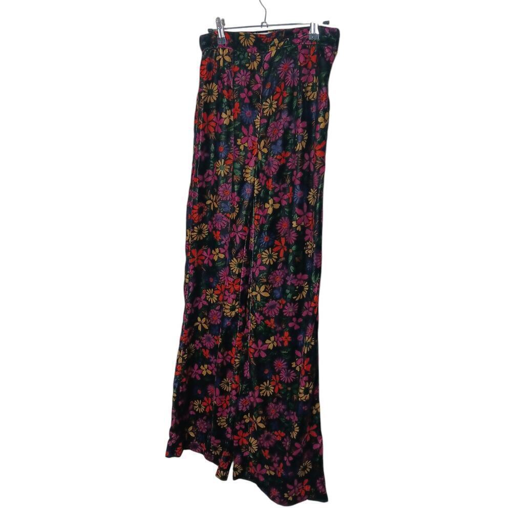 Urban Outfitters Palazzo Floral print Black Boho Flared leg High Rise Waist SZ 2 - Picture 7 of 14